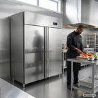 Armoire réfrigérée professionnelle ECO 1400 GN 2/1 monobloc, volume de réfrigération 1350 litres, 6 clayettes réglables, construction robuste, inox
