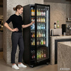 Armoire à boissons GKS-360, volume utile 360 litres, 5 clayettes réglables, éclairage intérieur, verrouillable, noir
