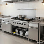 Cuisinière à gaz ECO avec soubassement ouvert - 43,2 kW - 6 brûleurs