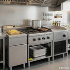 Cuisinière à gaz ECO avec soubassement ouvert - 28,8 kW - 4 brûleurs