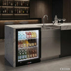 Armoire à boissons ECO 130 noire, éclairage LED, encastrable sous plan