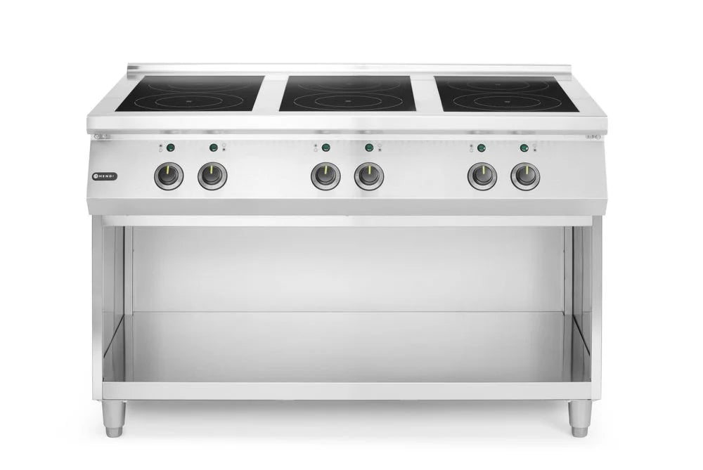 Cuisinière à induction Hendi avec soubassement ouvert, 6 foyers, 400 V
