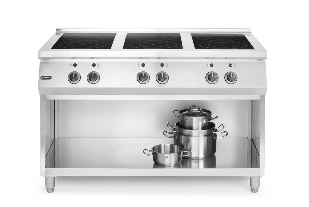 Cuisinière à induction Hendi avec soubassement ouvert, 6 foyers, 400 V
