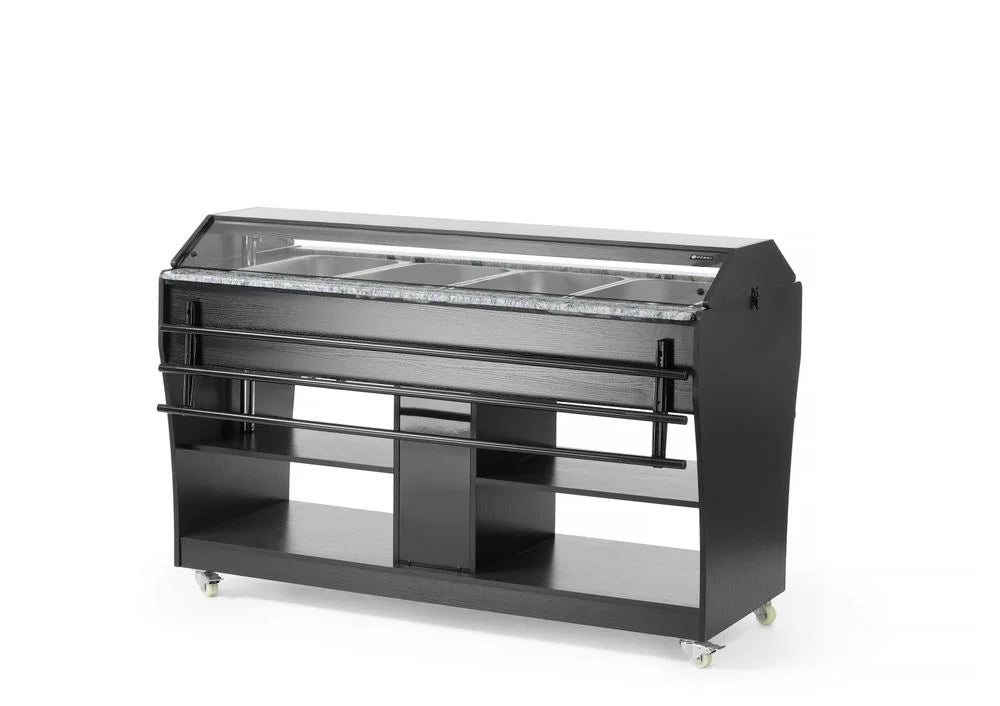 Buffet chaud Hendi, 4 x GN 1/1, sur roulettes