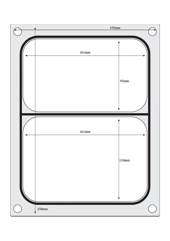 Hendi Matrice pour scelleuse de barquettes Compact, barquette à 2 compartiments, 227 x 178 mm