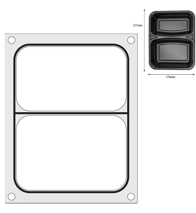 Hendi Matrice pour scelleuse de barquettes Compact, barquette à 2 compartiments, 227 x 178 mm