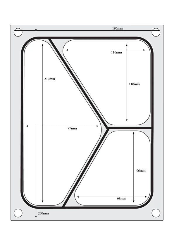 Hendi Matrice pour scelleuse de barquettes Compact, barquette à 3 compartiments, 227 x 178 mm