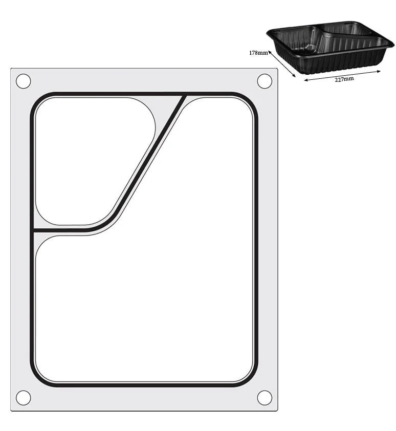 Hendi Matrice pour scelleuse de barquettes Compact, barquette Colt à 2 compartiments, 227 x 178 mm