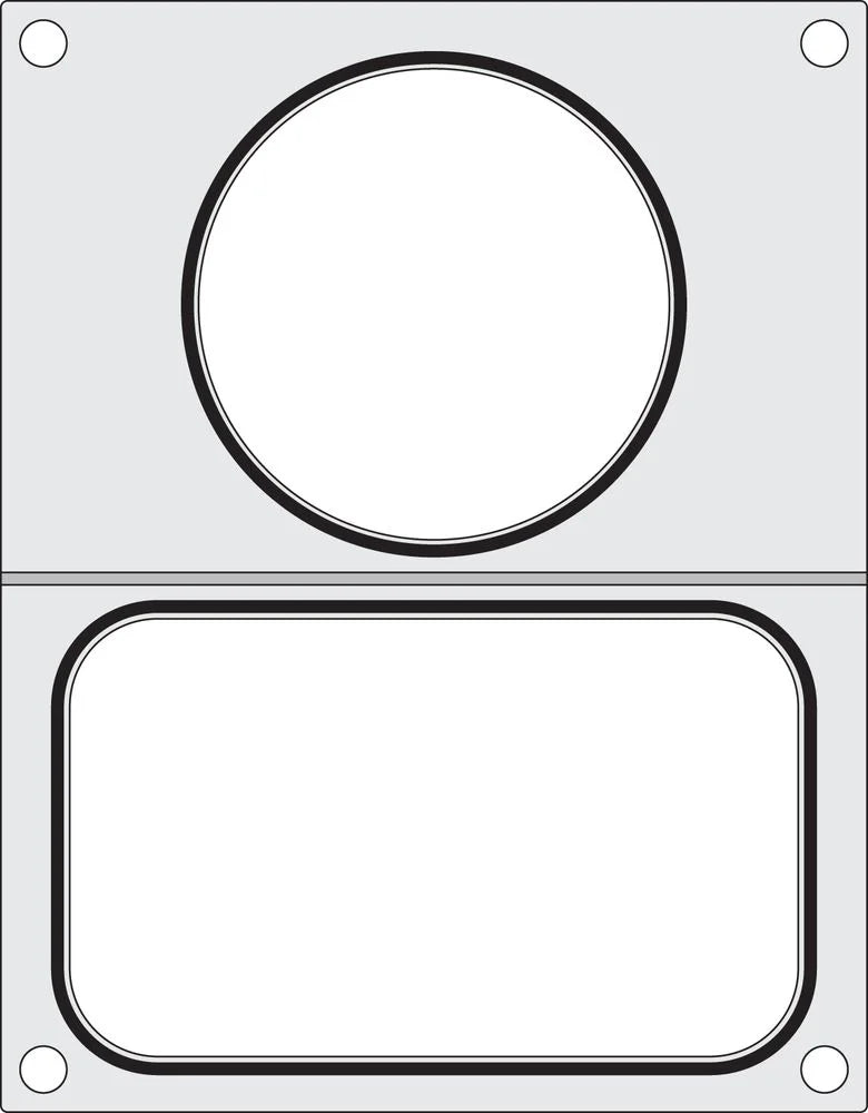 Matrice de scellage Hendi pour scelleuse de barquettes Compact, 1 barquette 178 x 113 mm et 1 barquette ronde Ø 115 mm