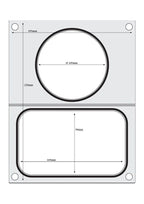 Matrice de scellage Hendi pour scelleuse de barquettes Compact, 1 barquette 178 x 113 mm et 1 barquette ronde Ø 115 mm
