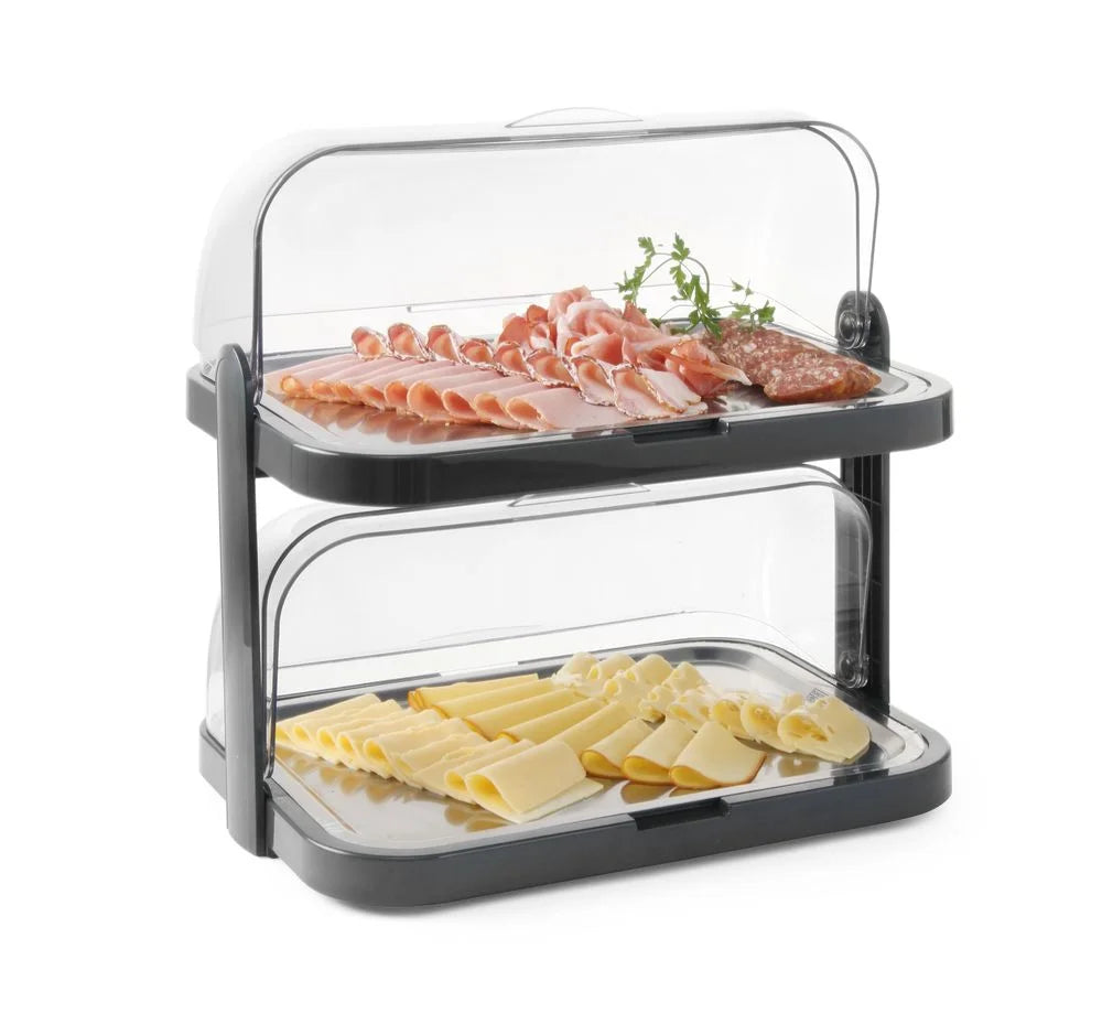 Vitrine réfrigérante Hendi à couvercles enroulables, double, gris foncé