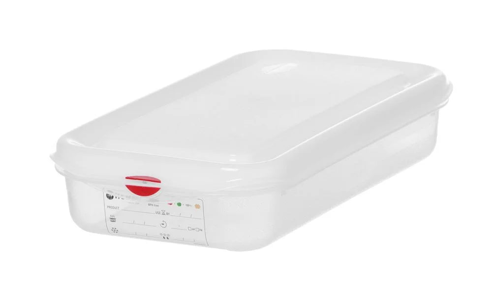 Bac GN Hendi avec couvercle et clips HACCP, GN 1/3, 65 mm, 2,5 L, PP