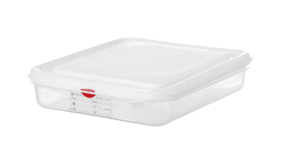 Bac GN Hendi avec couvercle et clips HACCP, GN 1/2, 65 mm, 4 L, PP