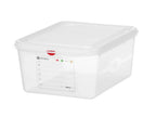 Bac GN Hendi avec couvercle et clips HACCP, GN 1/2, 150 mm, 10 L, PP