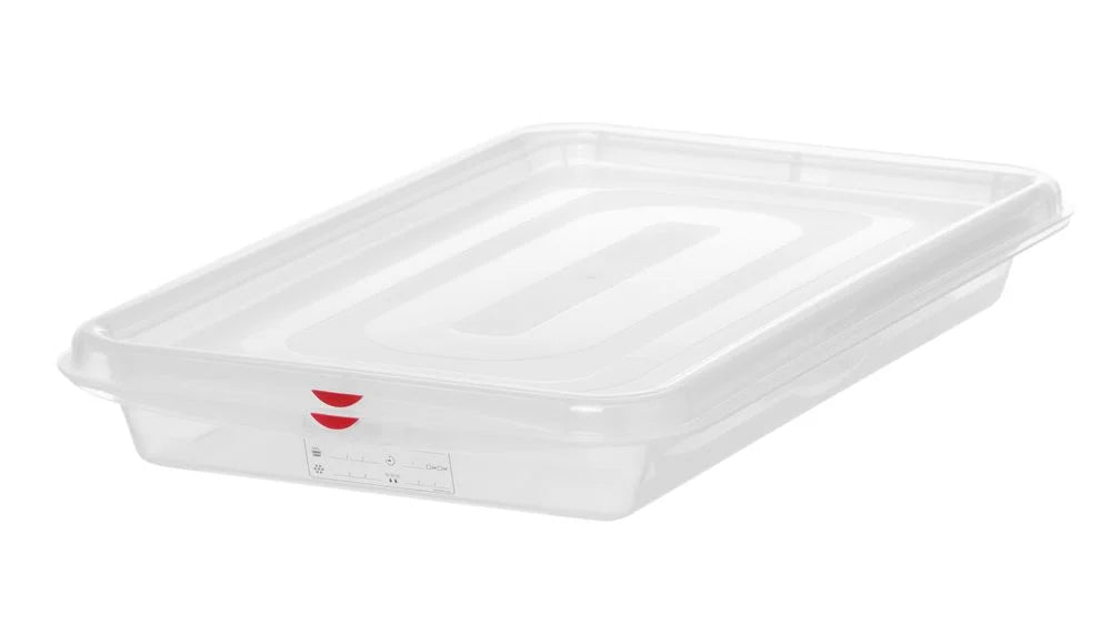 Bac GN Hendi avec couvercle et clips HACCP, GN 1/1, 65 mm, 8 L, PP