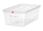 Bac GN Hendi avec couvercle et clips HACCP, GN 1/1, 200 mm, 28 L, PP