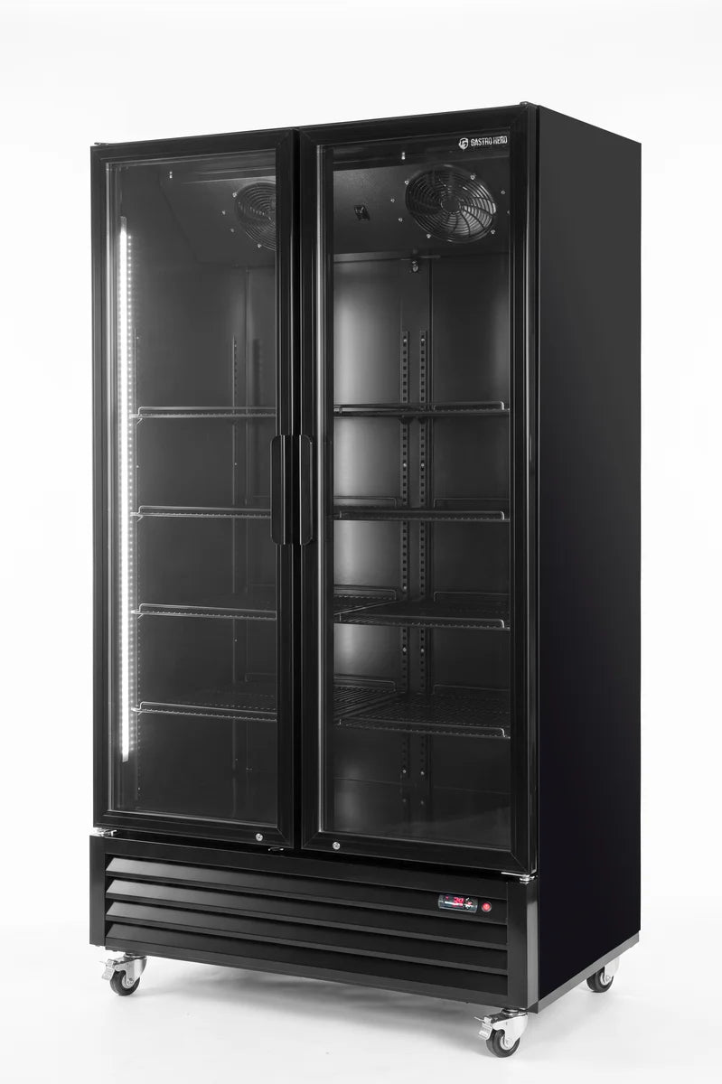 Armoire à boissons ECO 1000 avec portes battantes, noire