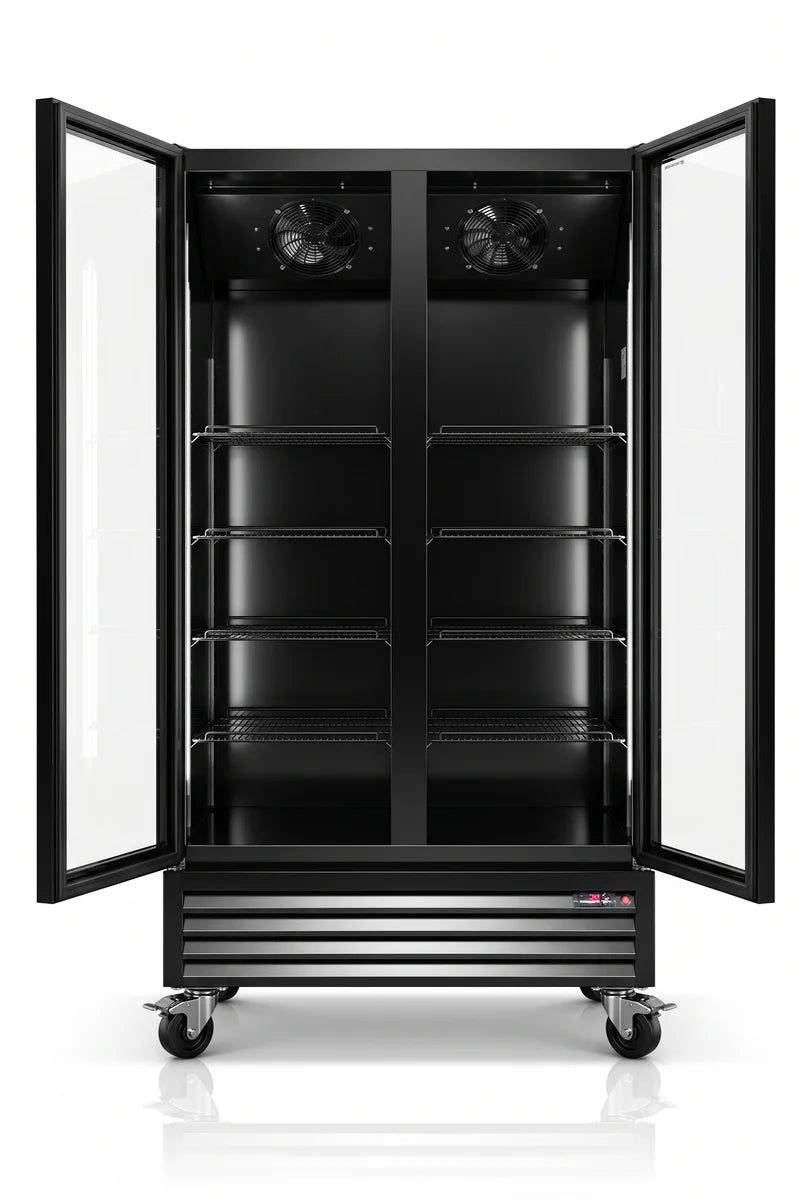 Armoire à boissons ECO 1000 avec portes battantes, noire