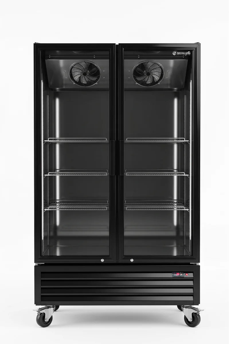 Armoire à boissons ECO 1000 avec portes battantes, noire