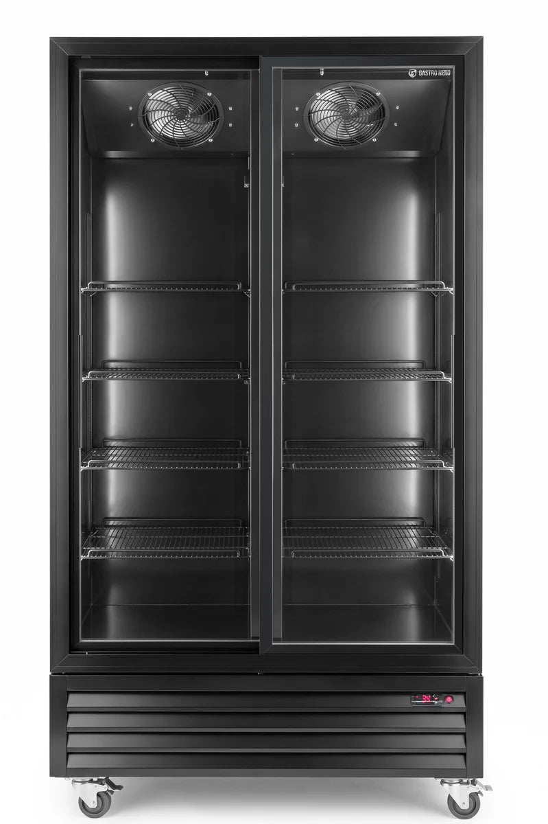 Armoire à boissons ECO 1000 avec portes coulissantes, noire