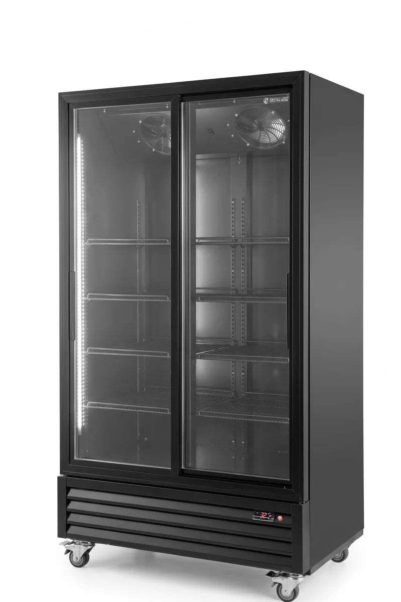 Armoire à boissons ECO 1000 avec portes coulissantes, noire