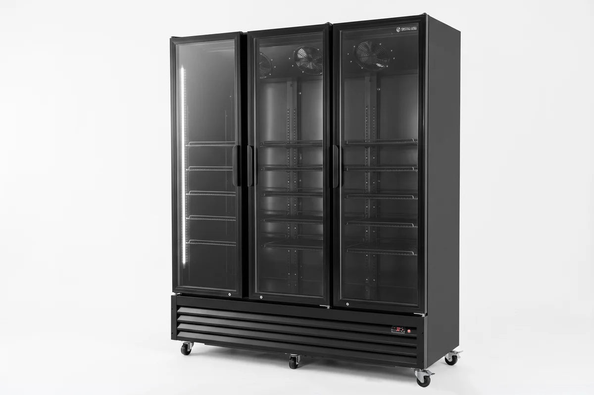 Armoire à boissons ECO 1500 avec portes battantes, noire