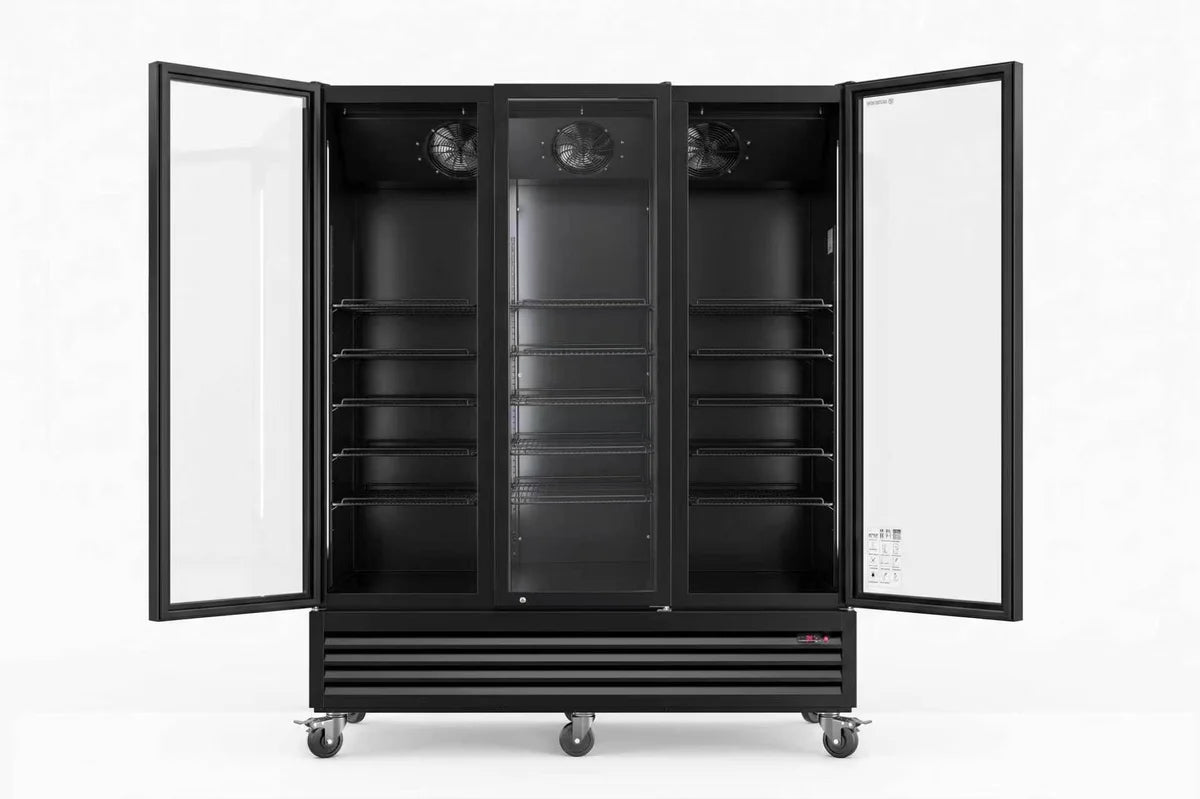Armoire à boissons ECO 1500 avec portes battantes, noire