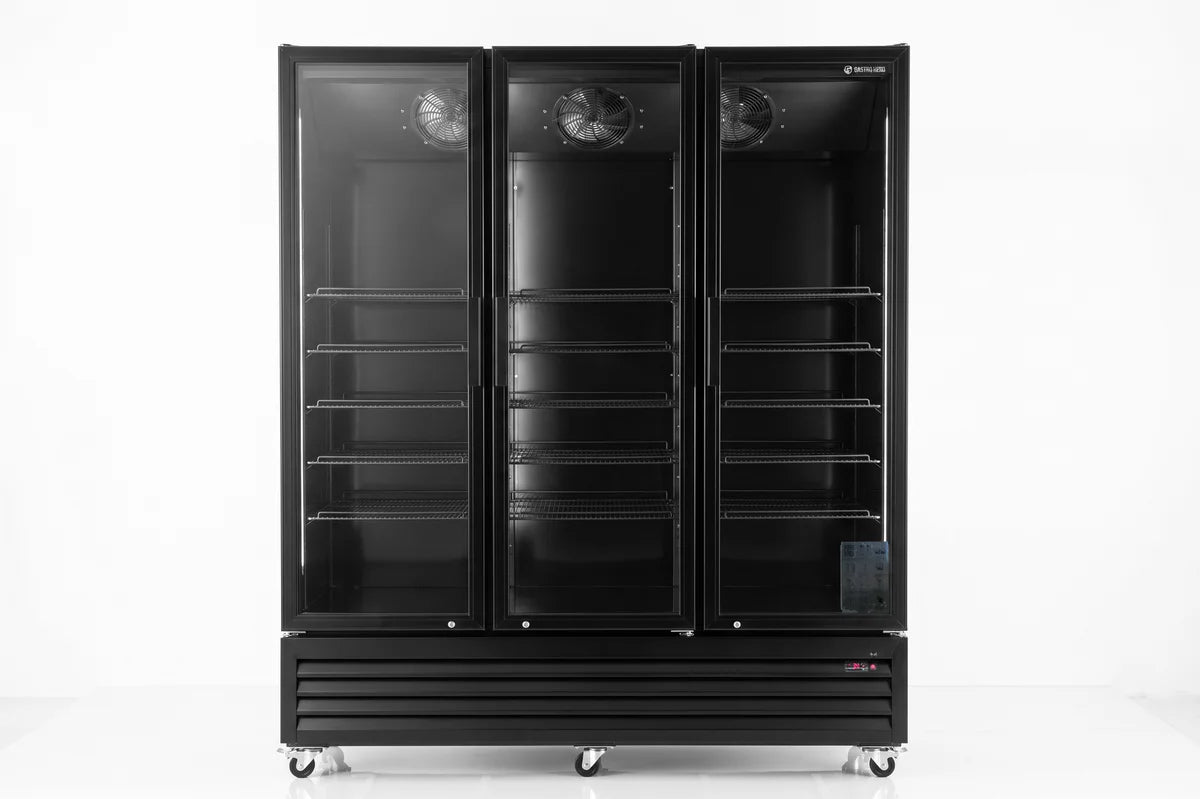 Armoire à boissons ECO 1500 avec portes battantes, noire