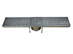 Siphon de sol en inox, 891 x 200 x 181 mm, sortie verticale