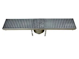 Siphon de sol en inox, 891 x 200 x 181 mm, sortie verticale