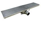 Siphon de sol en inox, 891 x 200 x 132 mm, sortie horizontale