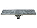 Siphon de sol en inox, 891 x 200 x 132 mm, sortie horizontale
