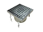 Siphon de sol en inox, 200 x 200 x 180 mm, sortie verticale