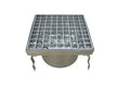Siphon de sol en inox, 200 x 200 x 180 mm, sortie verticale