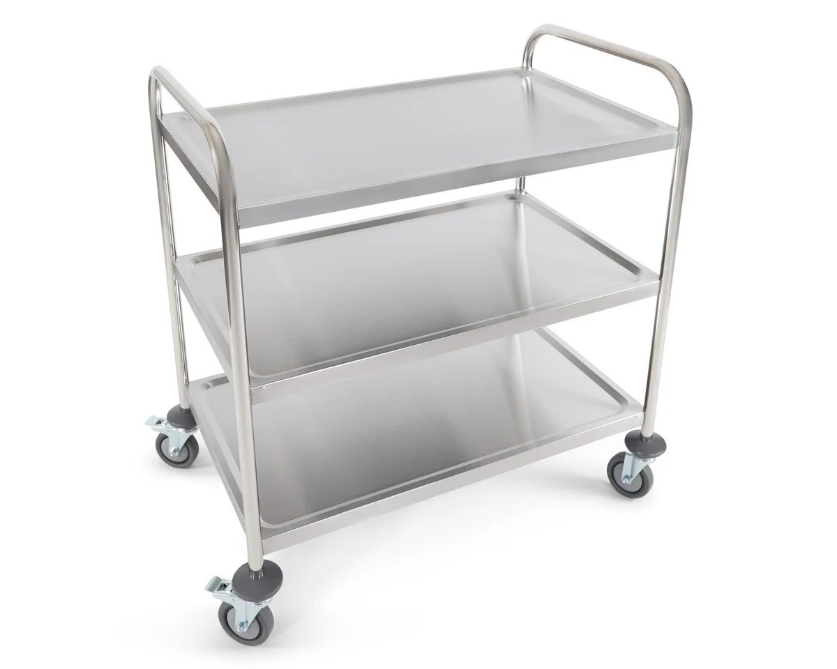 Chariot de service en inox, 3 niveaux