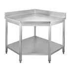 Table de travail d’angle en inox Basic 1000x600 mm - avec étagère basse et dosseret