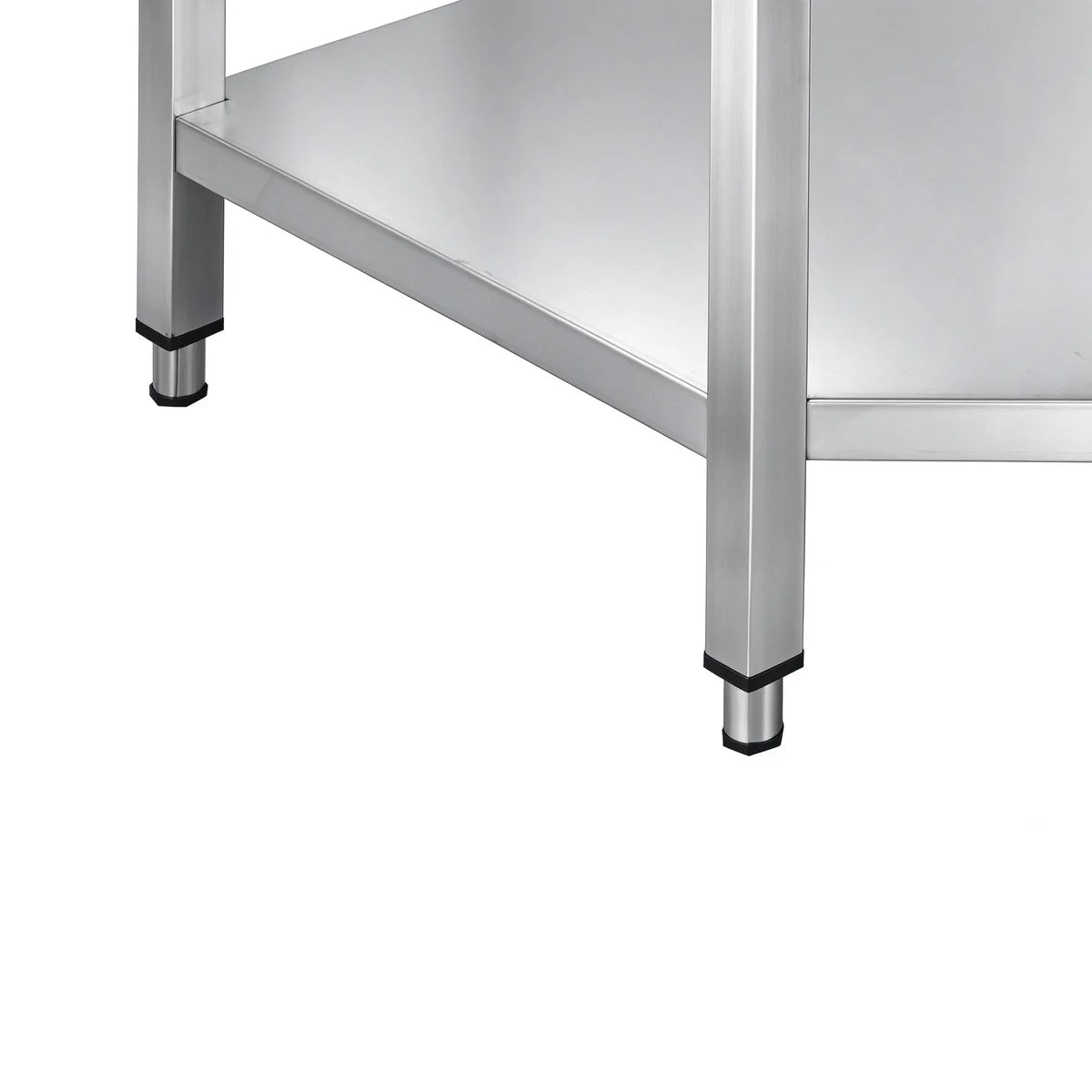 Table de travail d’angle en inox Basic 1000x600 mm - avec étagère basse et dosseret