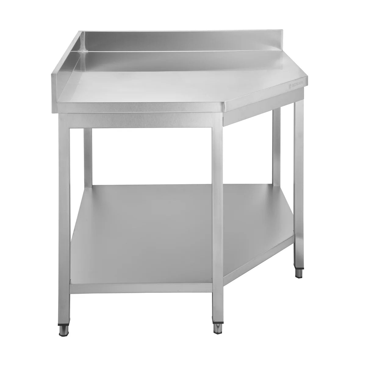 Table de travail d’angle en inox Basic 1000x600 mm - avec étagère basse et dosseret