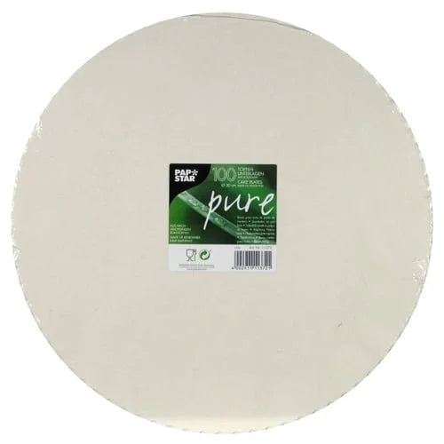Papstar 100 supports à gâteaux, carton pur rond Ø 30 cm blanc avec bord festonné