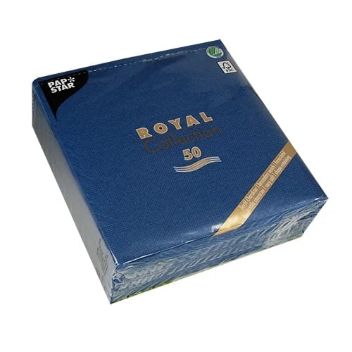 Papstar 50 serviettes ROYAL Collection pliage 1/4 40 cm x 40 cm bleu foncé