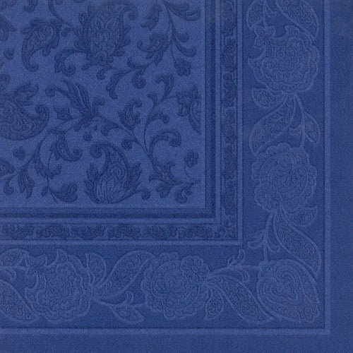 Papstar 50 serviettes ROYAL Collection pliage 1/4 40 cm x 40 cm bleu foncé Ornaments