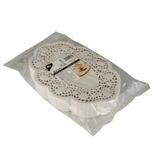 Papstar 500 dentelles à moka ovales 24 cm x 16,5 cm blanches
