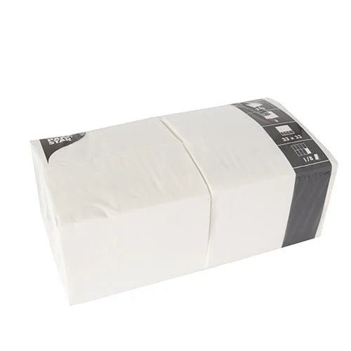 Papstar 250 serviettes, 3 plis, pliage 1/8 33 cm x 33 cm blanches