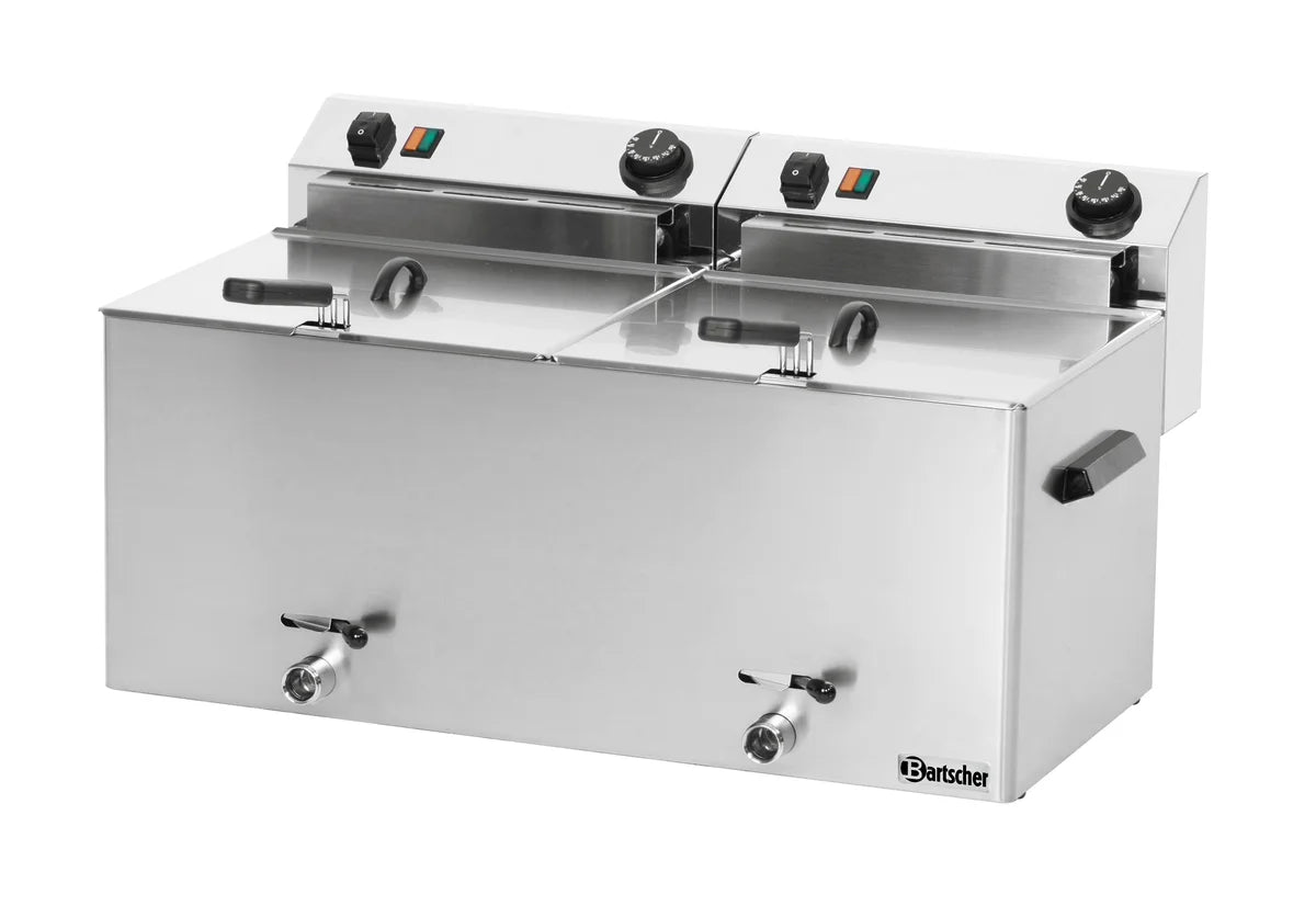 Friteuse électrique Bartscher PROFI 2 cuves de 10 Litres chacune avec robinet de vidange