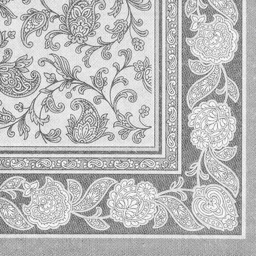 Papstar 50 serviettes ROYAL Collection pliage 1/4 40 cm x 40 cm gris Ornaments
