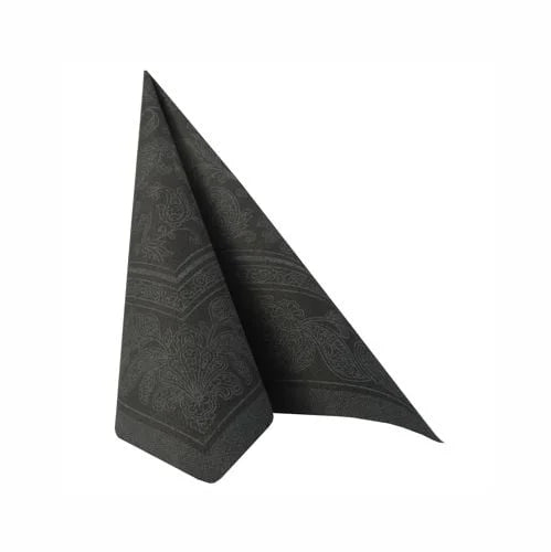 Papstar 50 serviettes ROYAL Collection pliage 1/4 40 cm x 40 cm noir Ornaments