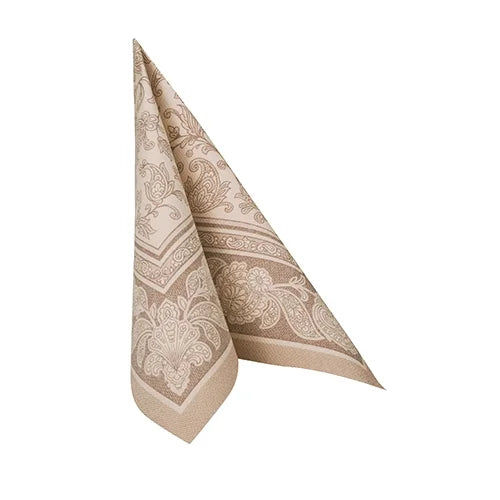 Papstar 50 serviettes ROYAL Collection pliage 1/4 40 cm x 40 cm mocca Ornaments