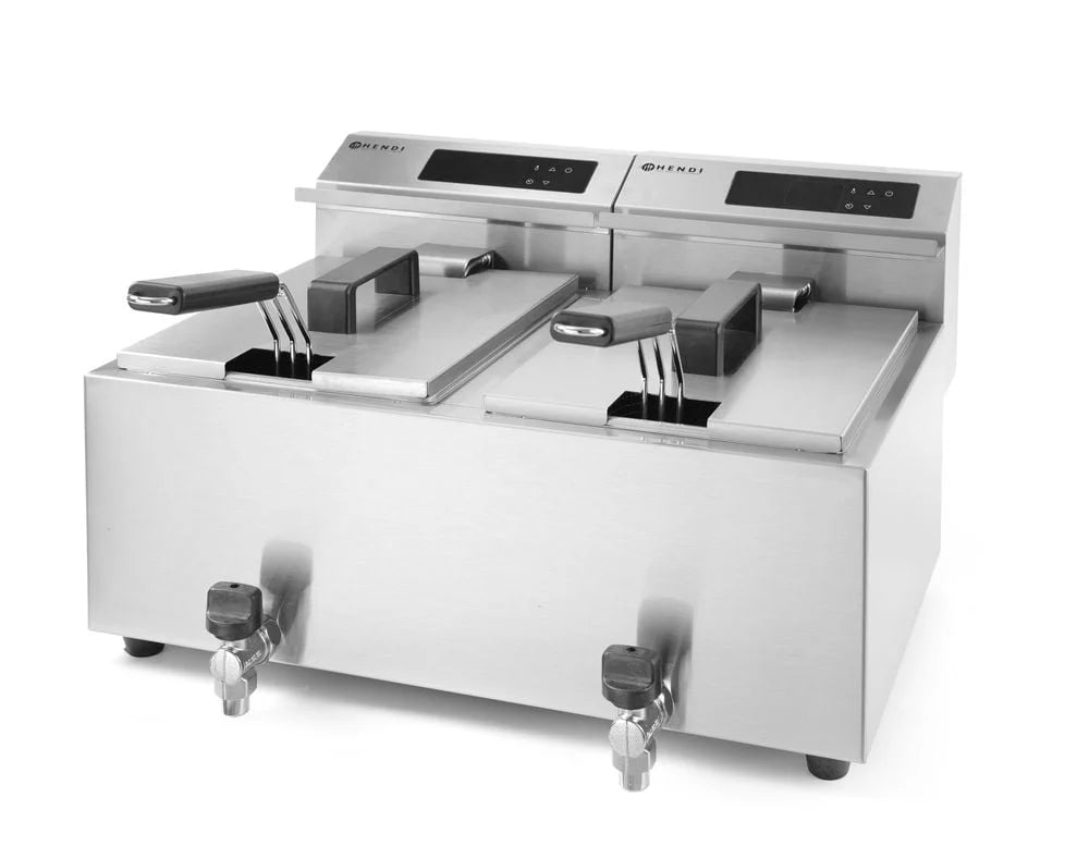 Friteuse numérique MasterCook 2 x 8 L avec robinet de vidange