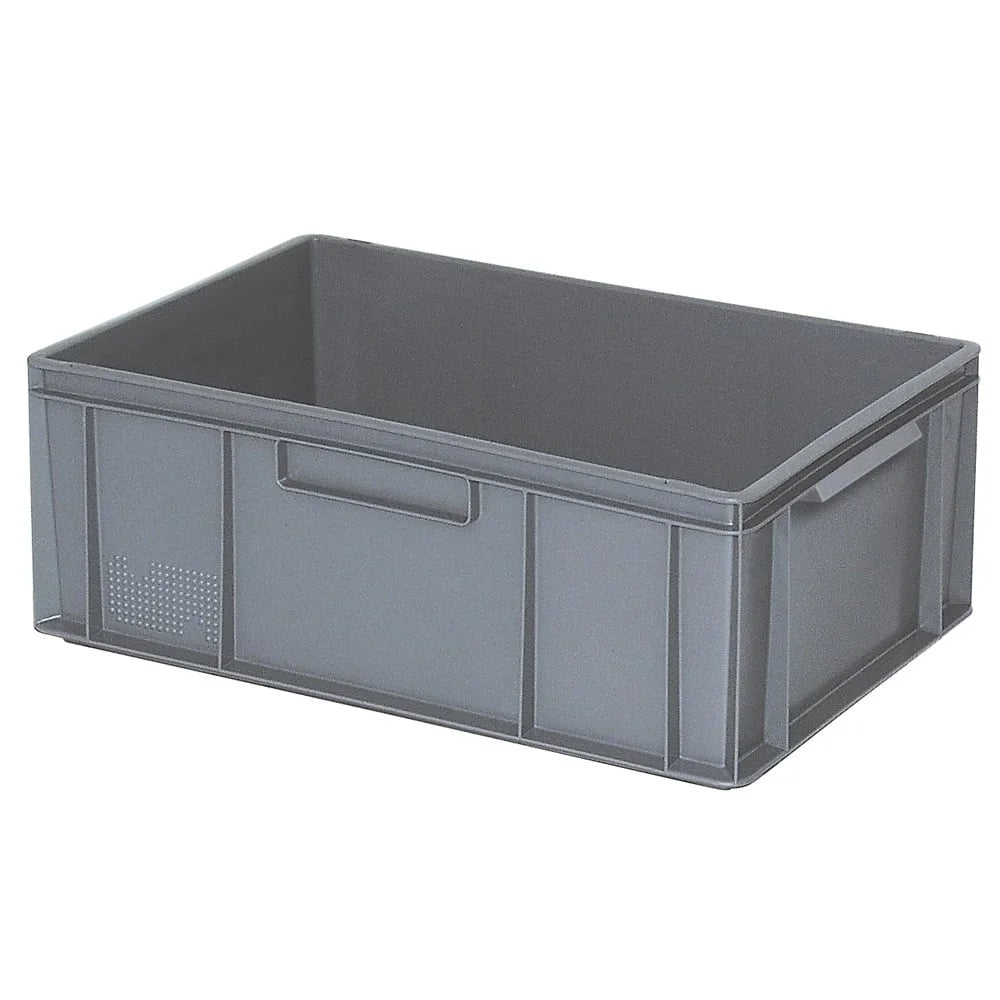 Bac gerbable Euro 600x400 mm, 2 barrettes de préhension, gris - 220 mm