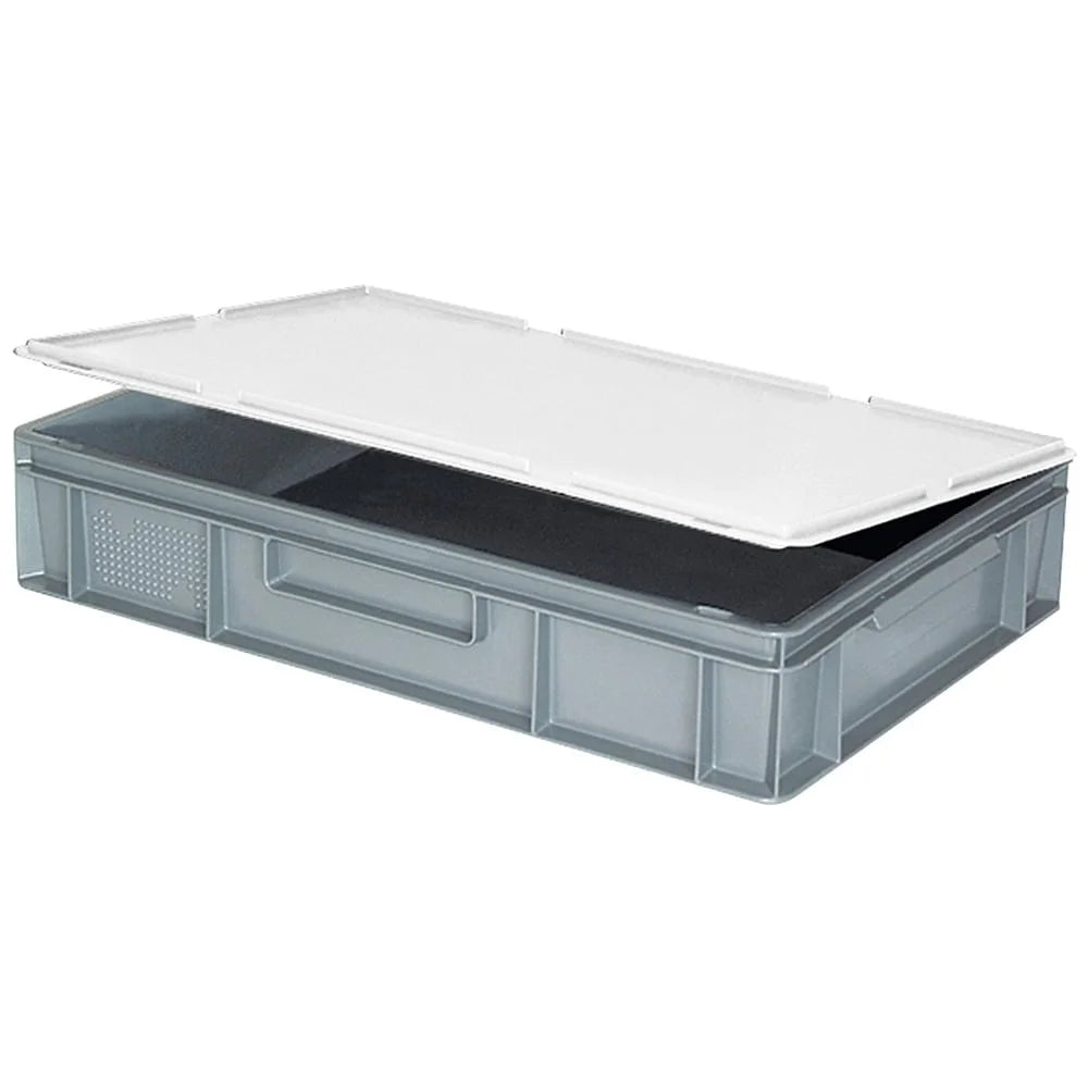 Couvercle à charnière pour bac Europe empilable - blanc